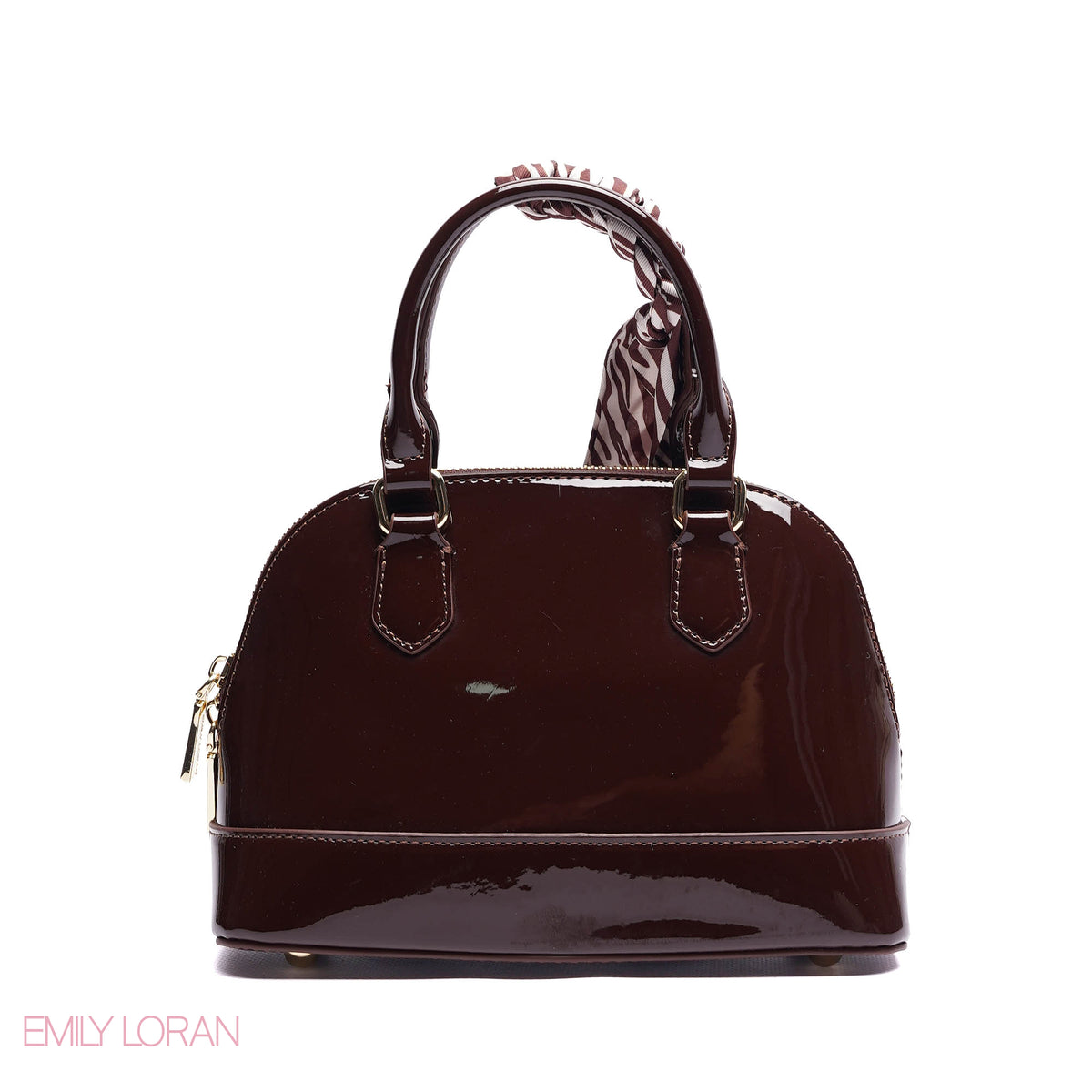 HANDBAG WITH ELEGANT DOME ADJUSTABLE STRAP , SCARF AND CHARM - SMALL