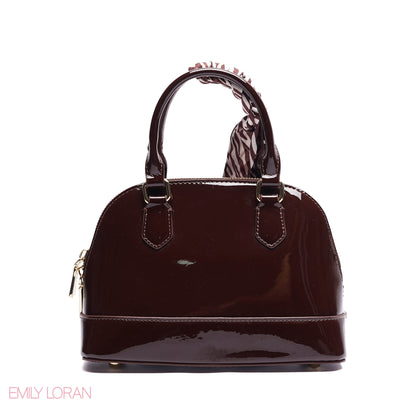 HANDBAG WITH ELEGANT DOME ADJUSTABLE STRAP , SCARF AND CHARM - SMALL