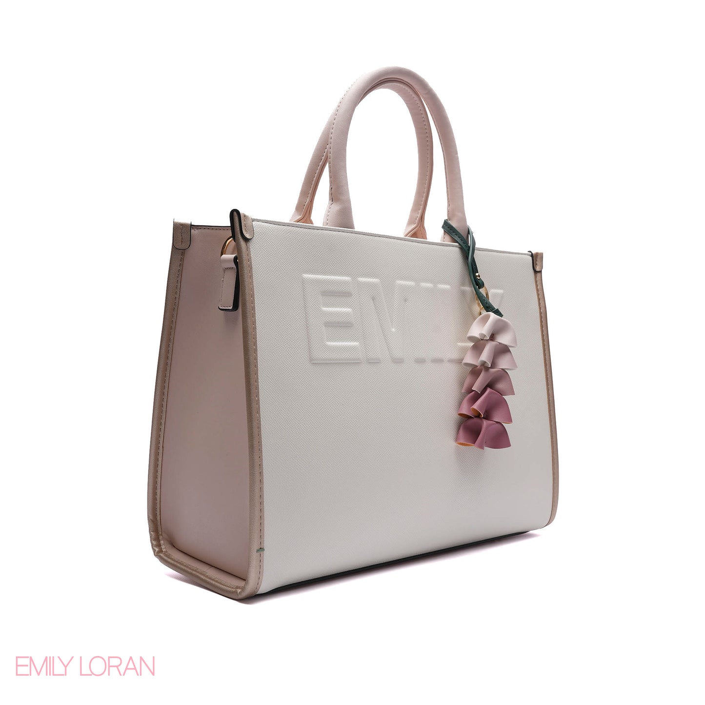 EMBOSSED LOGO TOTE BAG WITH TASSEL CHARM - LARGE