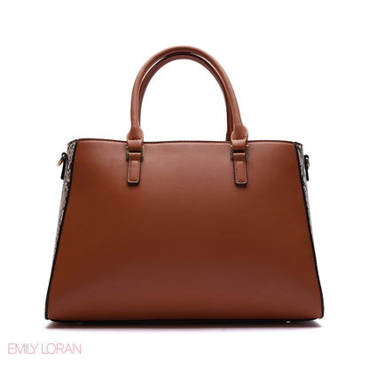 STRUCTURED PANEL TOTE BAG WITH SNAKESKIN TAG