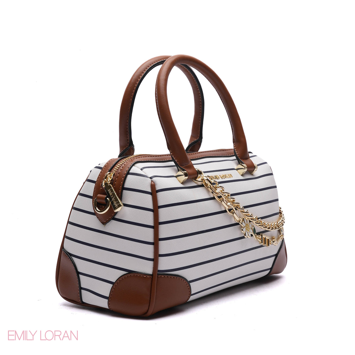 HANDBAG STRIPED PRINT WITH CHAIN