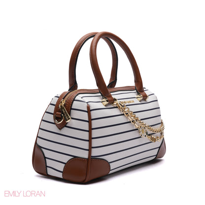 HANDBAG STRIPED PRINT WITH CHAIN