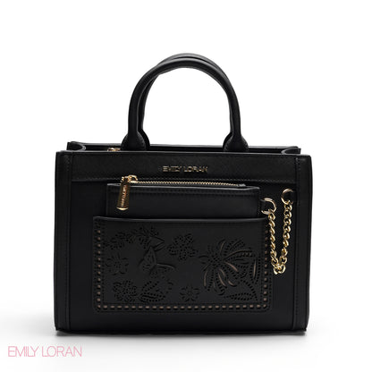 CHIC LASER CUTOUT TOP HANDLE BAG