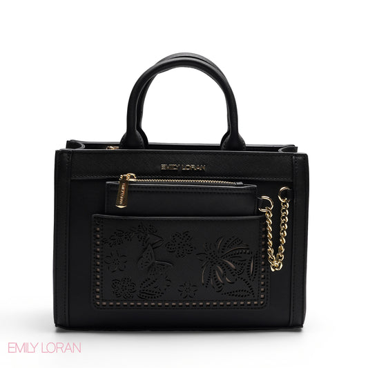 CHIC LASER CUTOUT TOP HANDLE BAG
