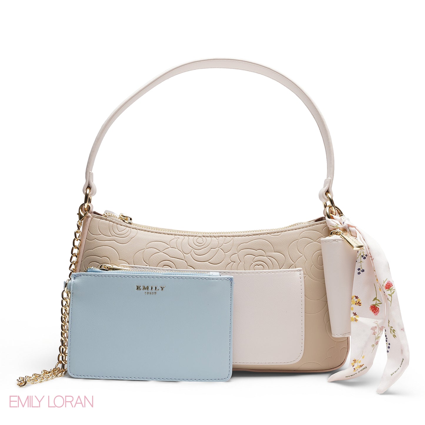 ELEGANT EMBOSSED SHOULDER BAG WITH POUCH