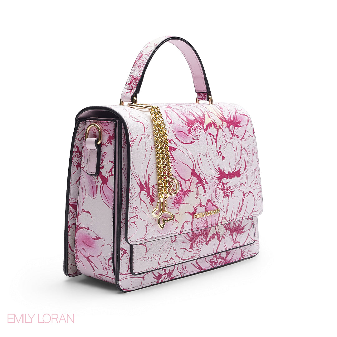 PINK FLORAL SATCHEL BAG