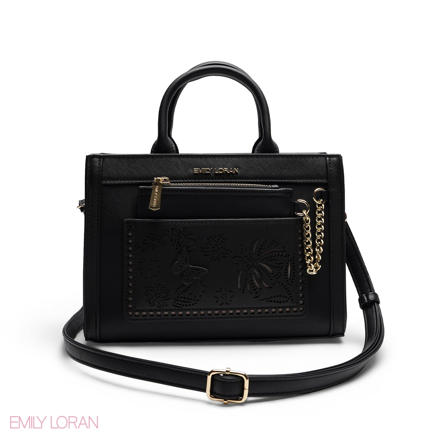 CHIC LASER CUTOUT TOP HANDLE BAG