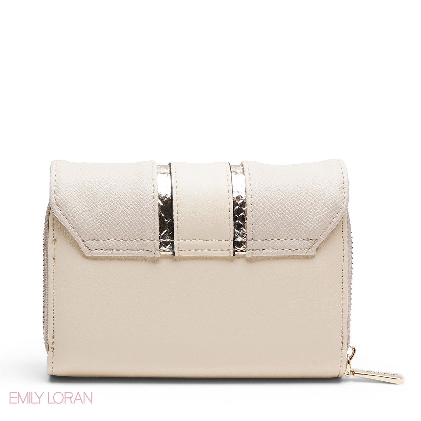 METALLIC TRIM ZIP-AROUND BI-FOLD WALLET