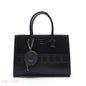BLACK SOLID TOTE WITH STRAP & ROUND POUCH - LARGE