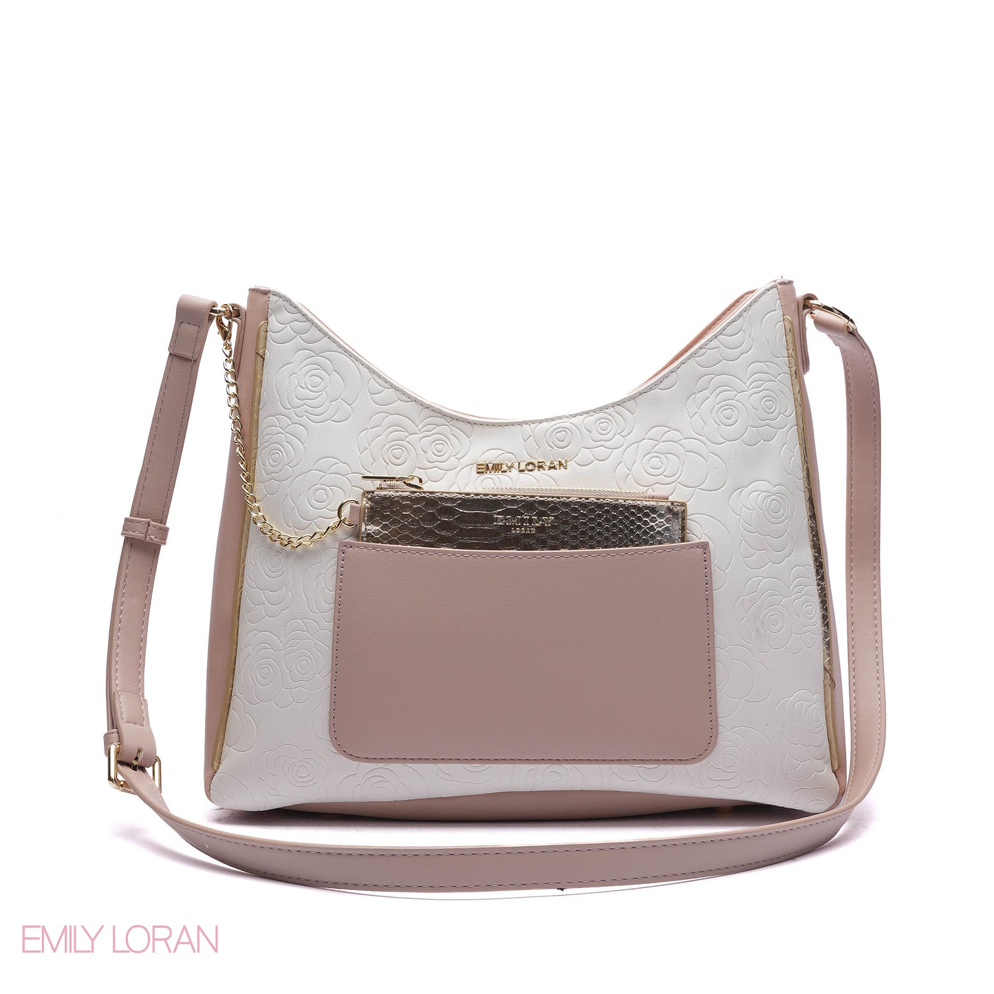 EMBOSSED ROSE SHOULDER BAG SET