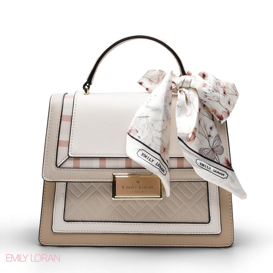 TEXTURED QUILTED SCARF TOP HANDLE BAG