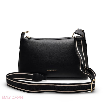 CHIC CURVED SHOULDER BAG WITH BRANDED STRAP BAG