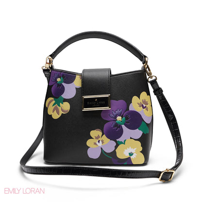 ELEGANT FLORAL PRINT SATCHEL BAG