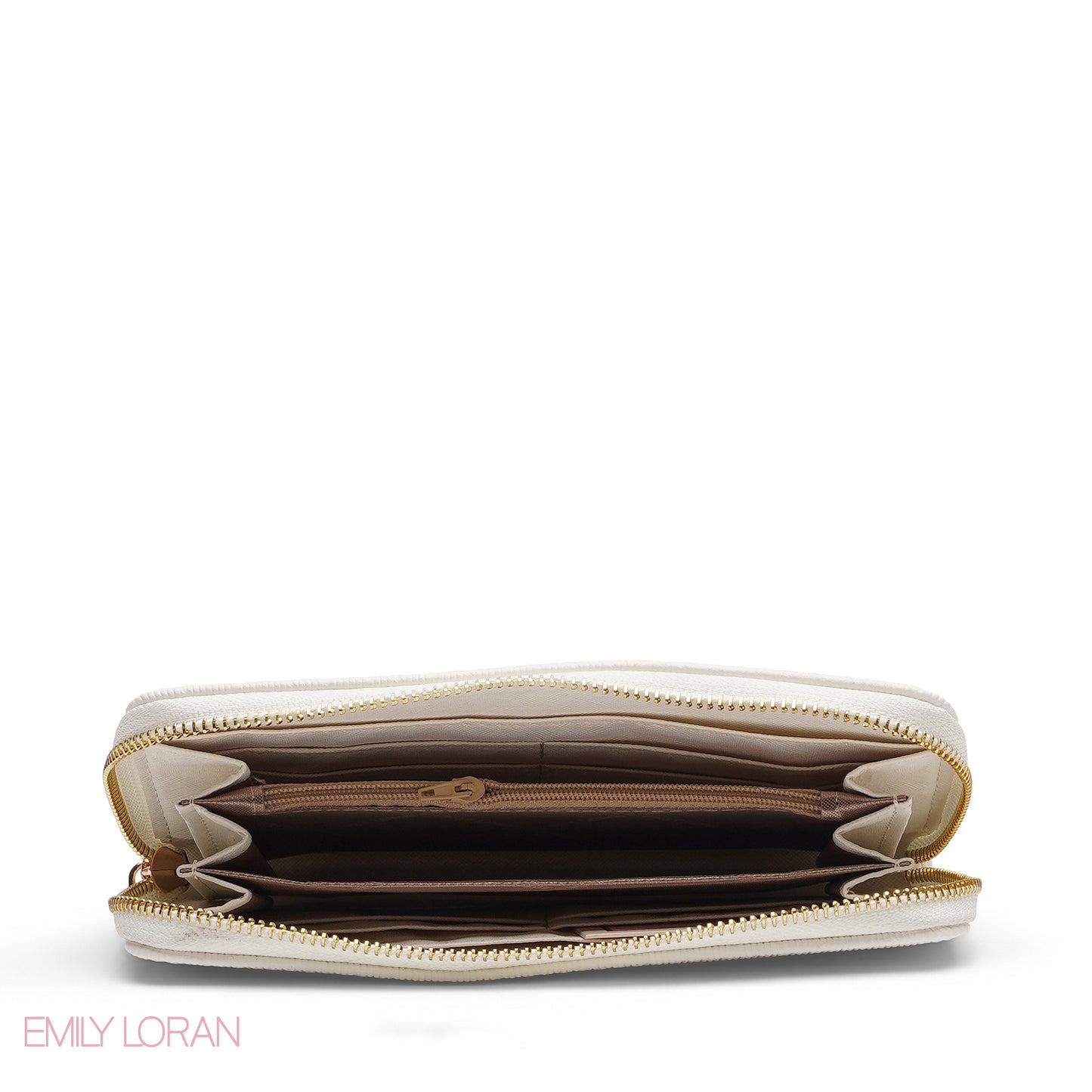 WHITE QUILTED LOGO ZIP-AROUND WALLET