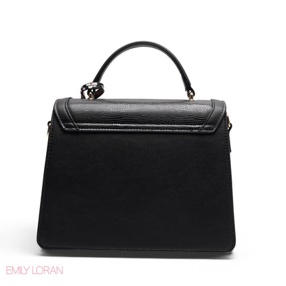 CHIC FLORAL FLAP SATCHEL WITH BUTTERFLY CHARM BAG