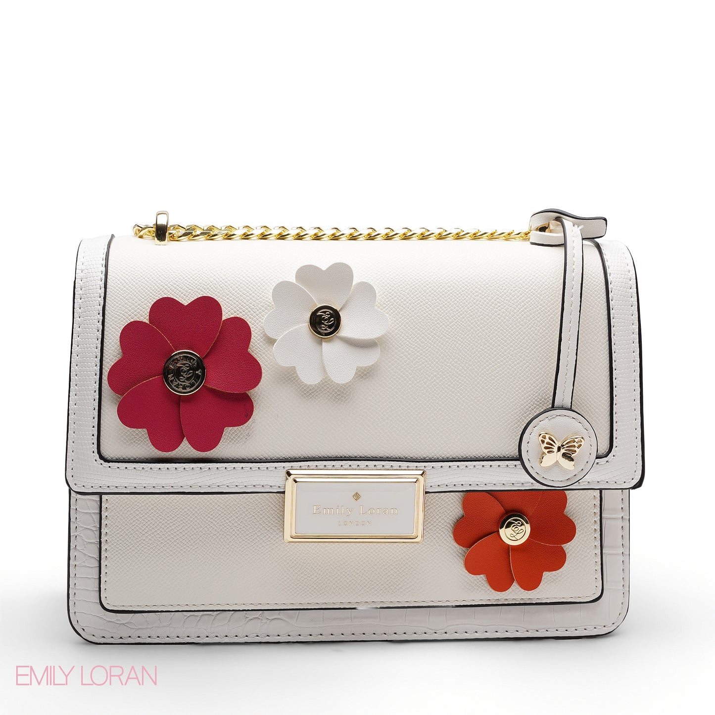 CHIC FLORAL EMBELLISHED CROSSBODY FLAP BAG