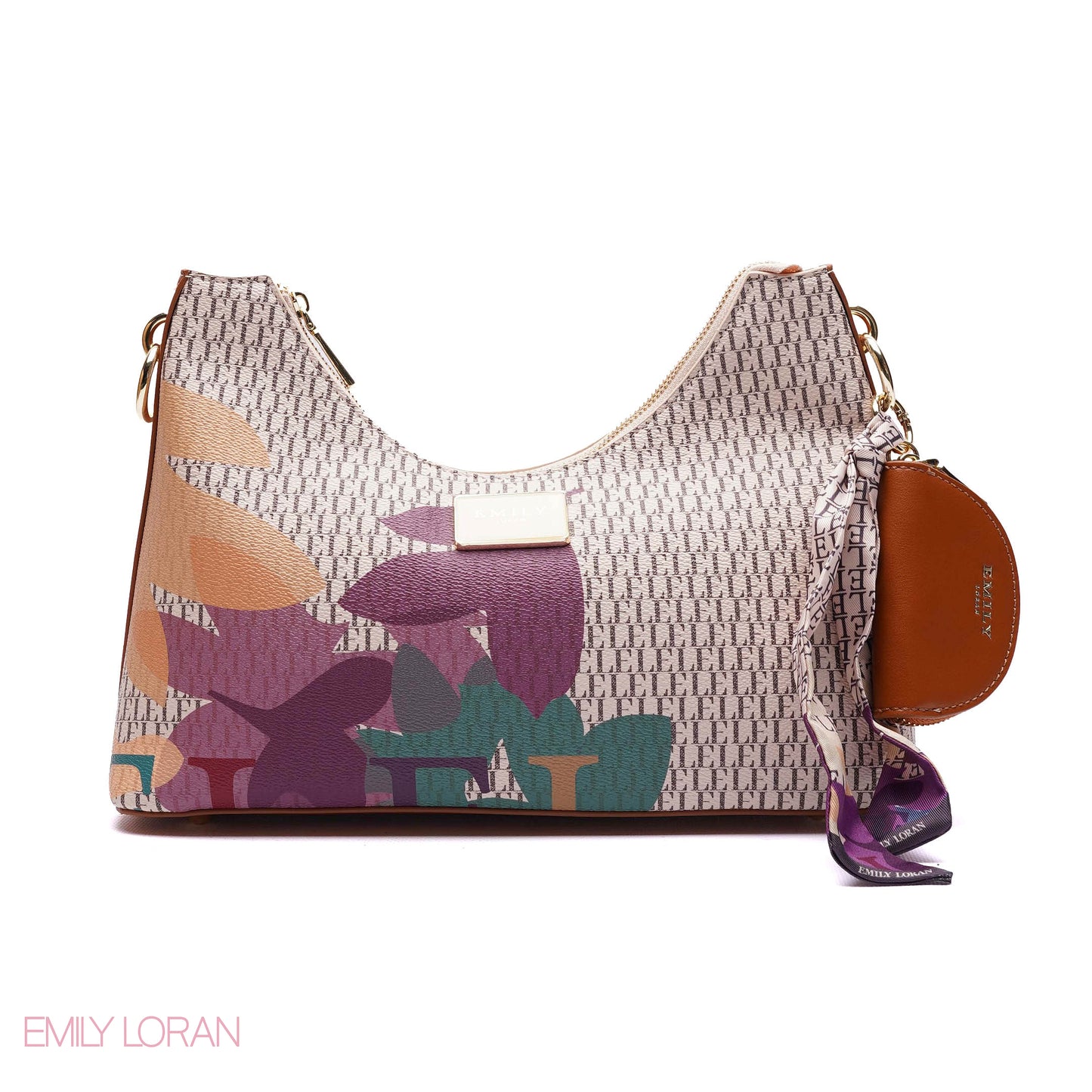 ELEGANT MONOGRAM PRINT SHOULDER BAG