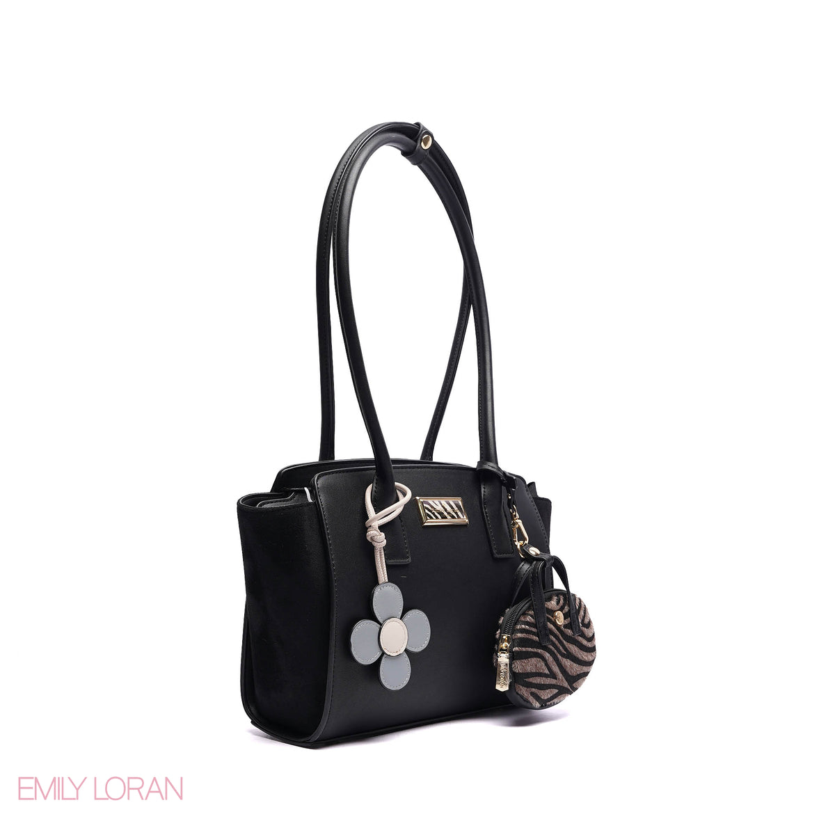 SHOULDER BAG SOFT LEATHER WITH SIMPLE CHARM AND TAGGER POUCH - MEDIUM