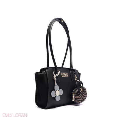 SHOULDER BAG SOFT LEATHER WITH SIMPLE CHARM AND TAGGER POUCH - MEDIUM