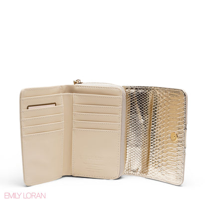 METALLIC TRIM ZIP-AROUND BI-FOLD WALLET