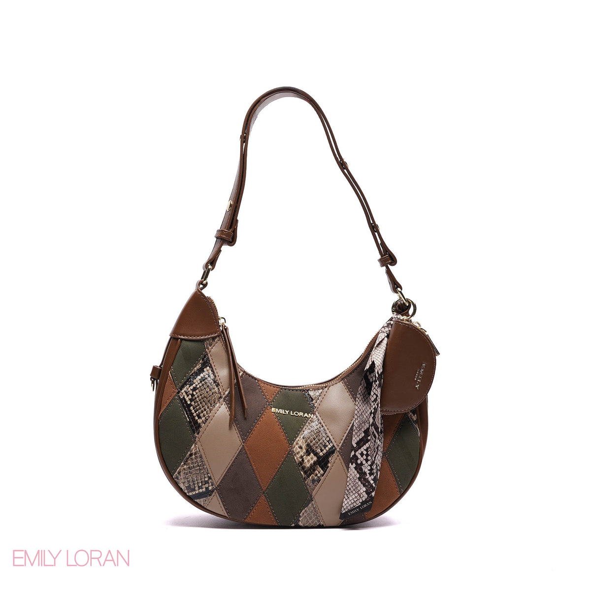 ELEGANT SHOULDER BAG SNAKE PRINT  WITH SMALL POUCH - SMALL