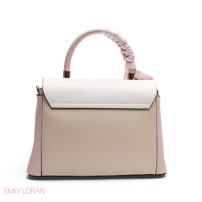 ELEGANT GEOMETRIC FLAP SATCHEL WITH BRAIDED HANDLE BAG