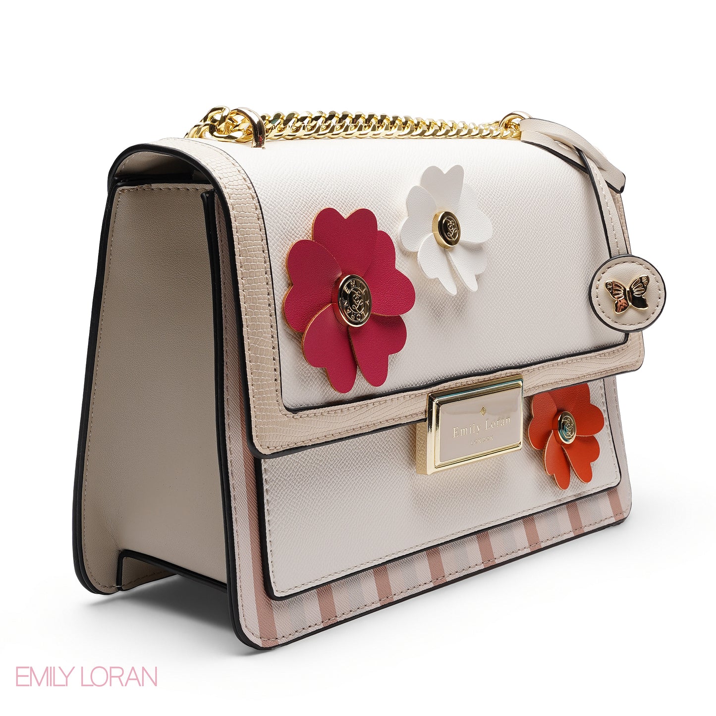 CHIC FLORAL EMBELLISHED CROSSBODY FLAP BAG