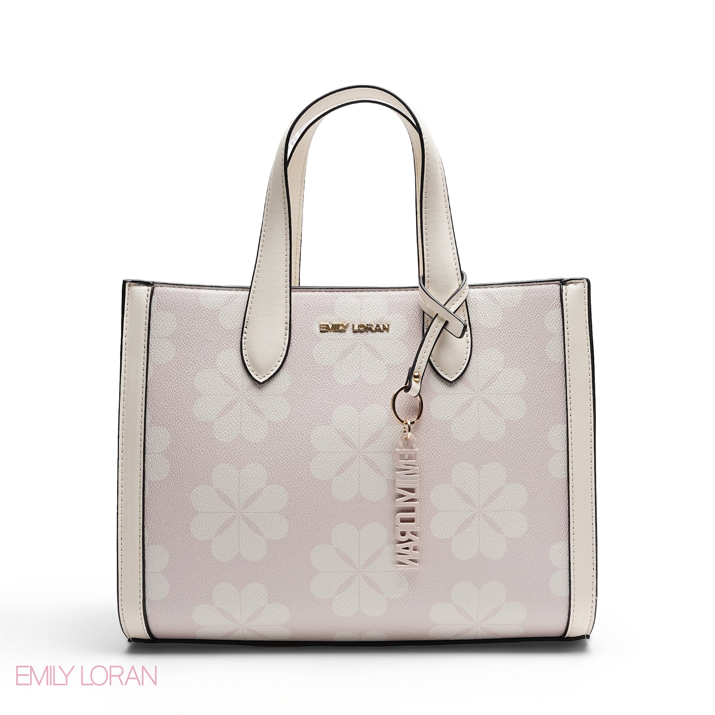 CHIC FLORAL PRINT TOTE WITH LOGO CHARM BAG