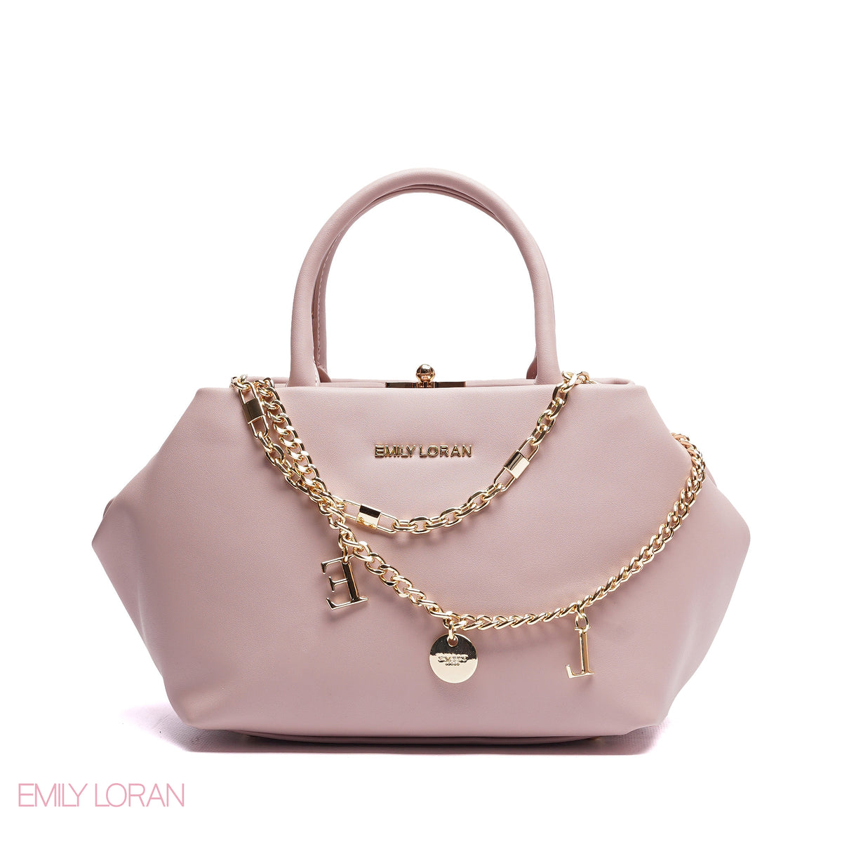 ELEGANT STRUCTURE SATCHEL WITH DETACHABLE STRAP AND GOLD CHARM - SMALL