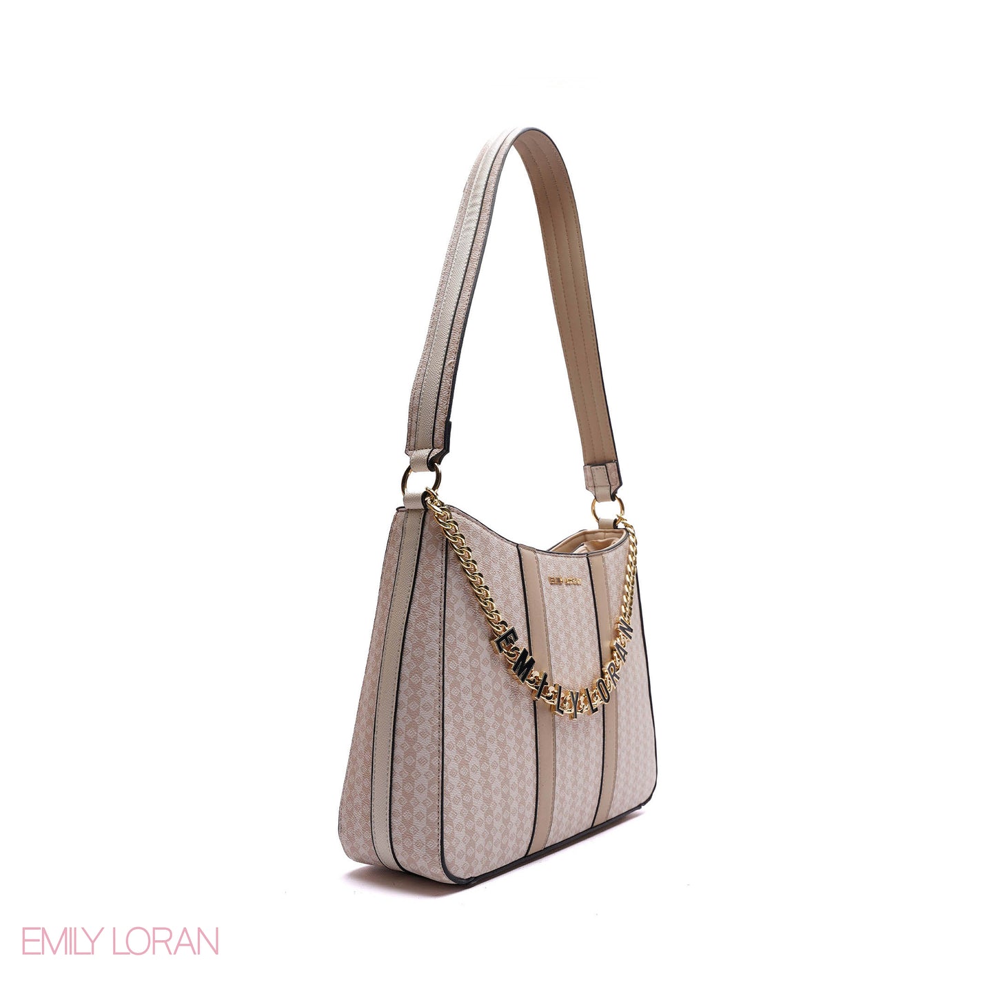 SHOULDER BAG WITH LOGO GOLD CHAIN - MEDIUM