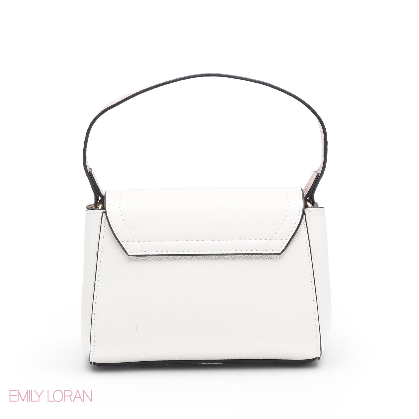 MINI WHITE SOLID FLAP BAG WITH GOLD METAL STRAP