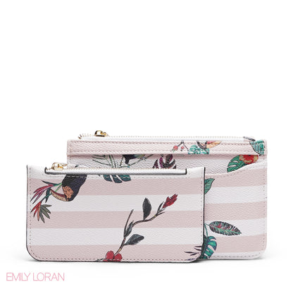 PINK STRIPPED 3-PIECE WALLET SET