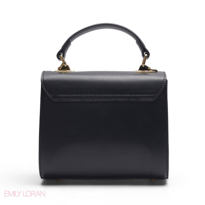 BLACK DAISY EMBROIDERED SATCHEL BAG