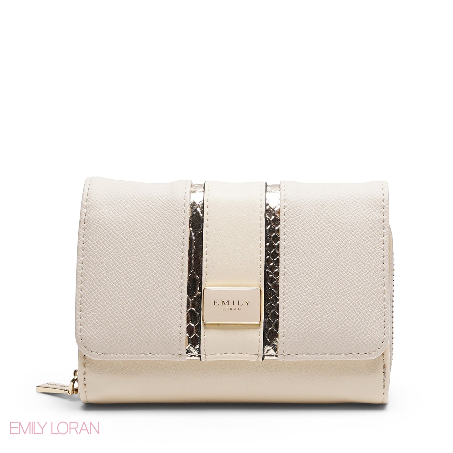 METALLIC TRIM ZIP-AROUND BI-FOLD WALLET