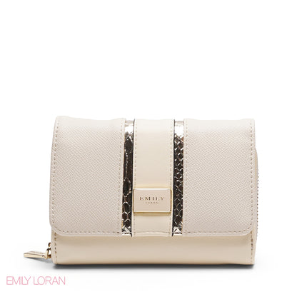 METALLIC TRIM ZIP-AROUND BI-FOLD WALLET