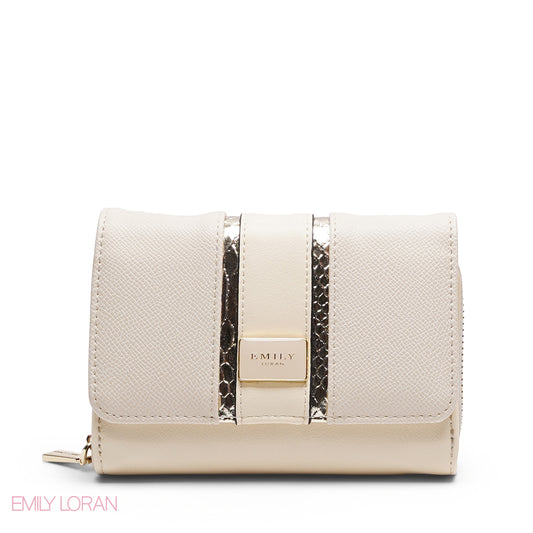 METALLIC TRIM ZIP-AROUND BI-FOLD WALLET