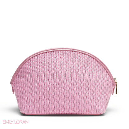 CHIC STRIPPED MAKEUP BAG WITH EMBOSSED LOGO