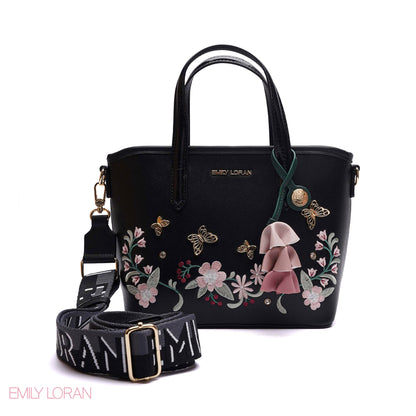EMBROIDERED FLORAL HANDBAG