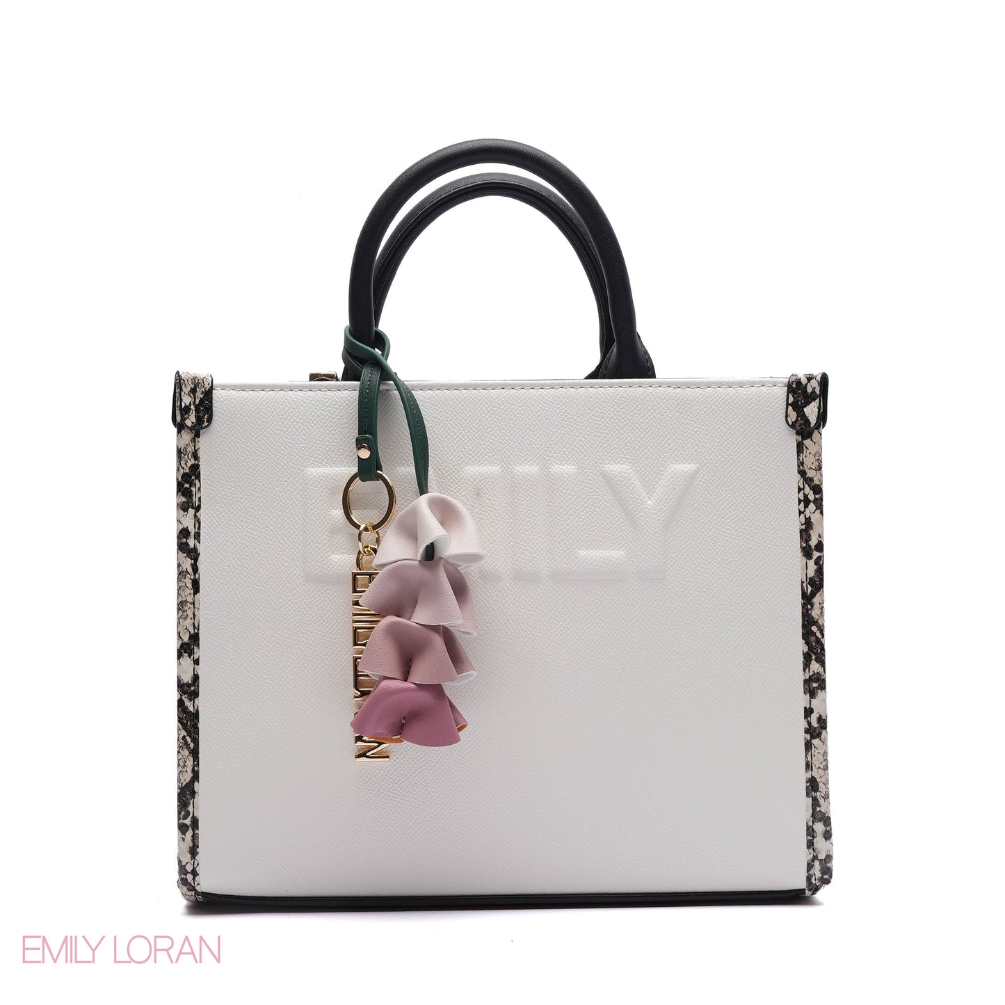 EMBOSSED LOGO TOTE BAG WITH TASSEL CHARM - SMALL