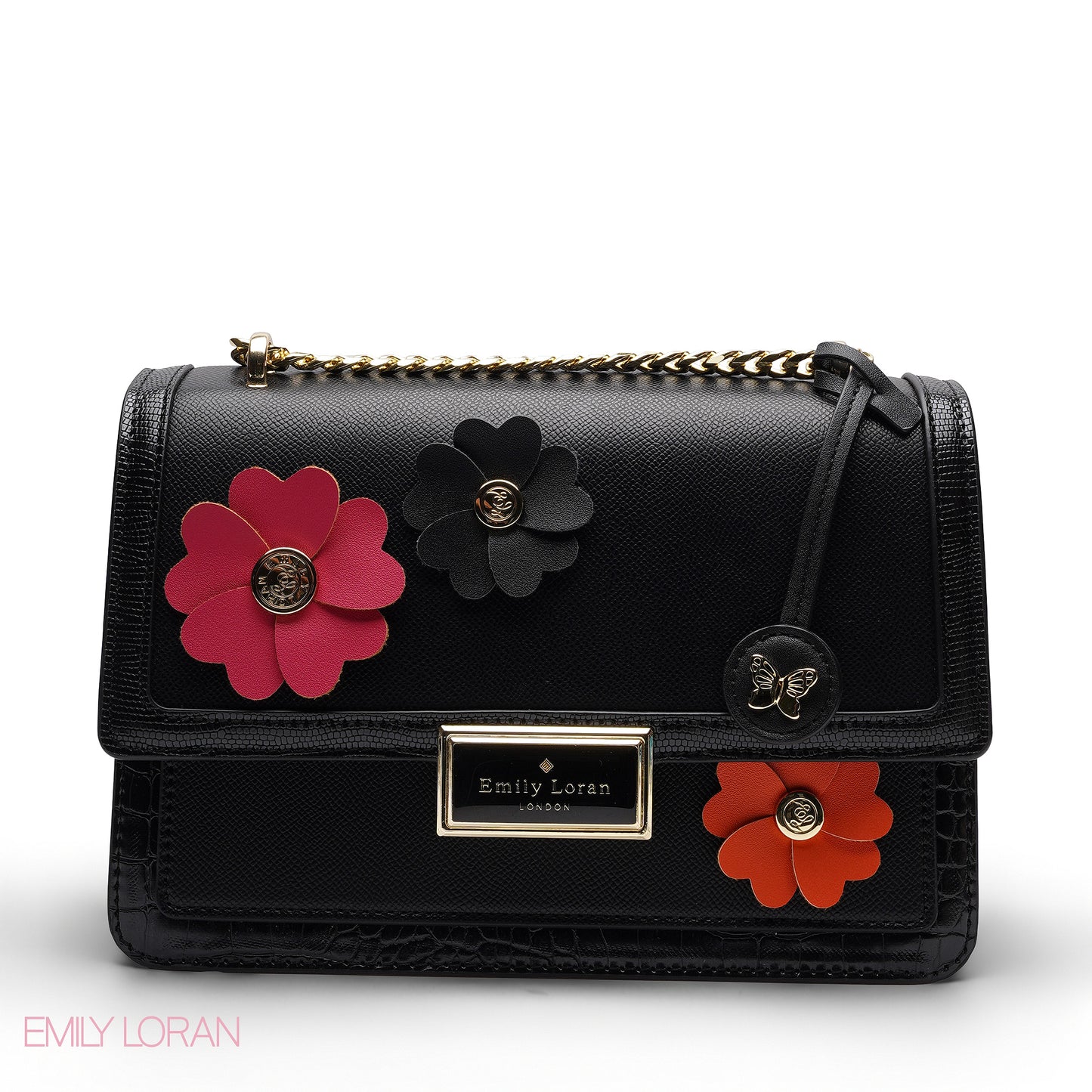 CHIC FLORAL EMBELLISHED CROSSBODY FLAP BAG