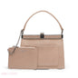 EMILY SOLID BEIGE TEXTURED FRAME BAG WITH MINI POUCH - MED