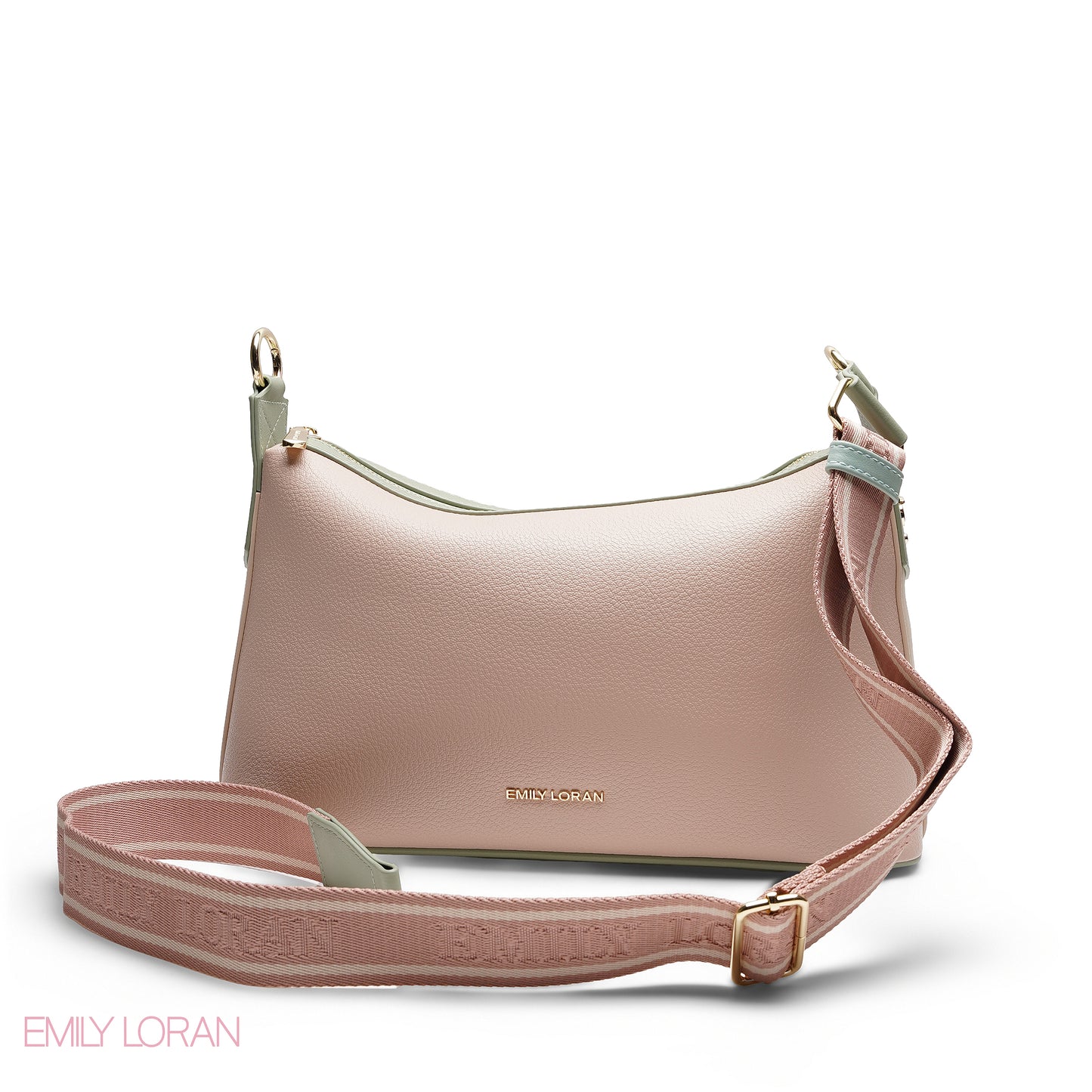 CHIC CURVED SHOULDER BAG WITH BRANDED STRAP BAG