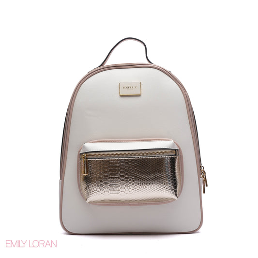 BACKPACK WITH GOLD ADJUSTABLE FRONT WALLET PLANE LEATHER