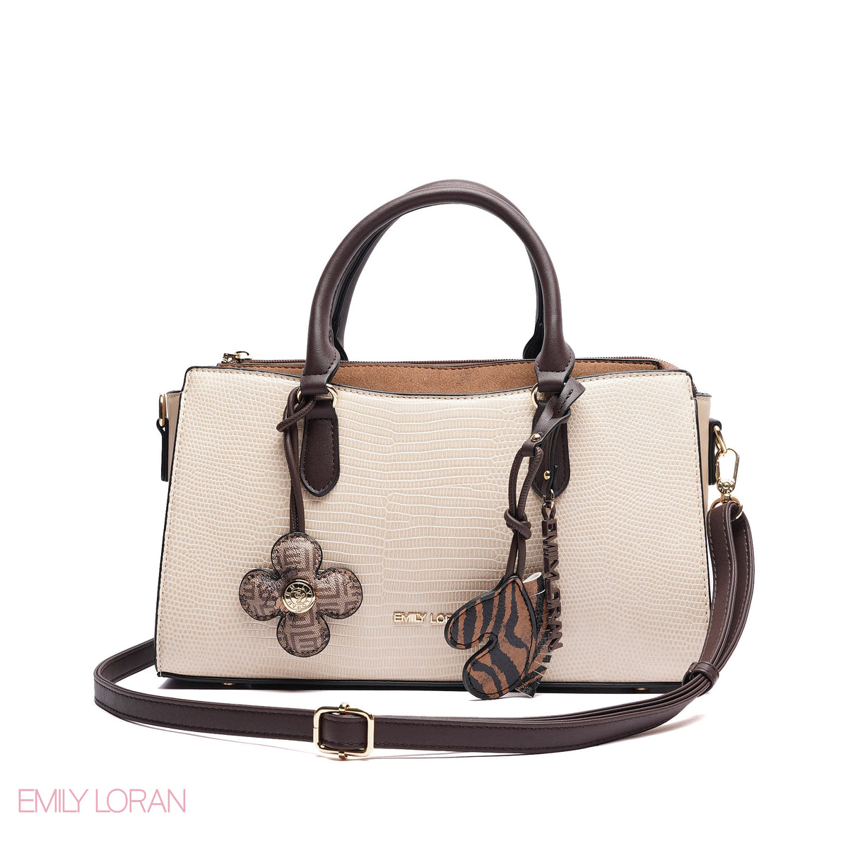 HANDBAG SOFT LEATHER TIGGER PRINT WITH SIMPLE TWO CHARM - SMALL