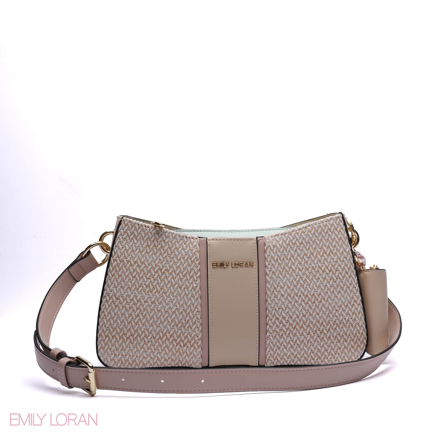 WOVEN PANELLED SHOULDER BAG