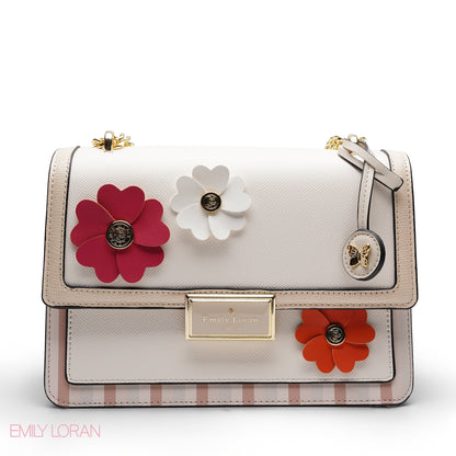 CHIC FLORAL EMBELLISHED CROSSBODY FLAP BAG