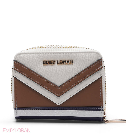 WHITE & TAN ZIP-AROUND WALLET