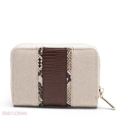 SNAKESKIN TRIM EMBOSSED ZIP-AROUND WALLET