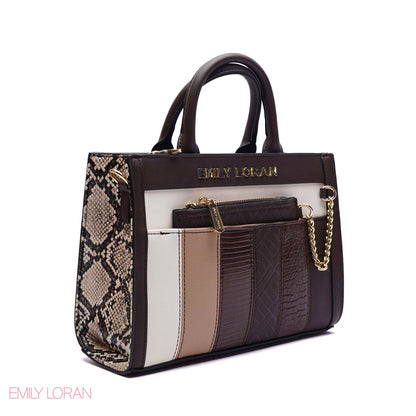 MULTI-TEXTURED PANELLED HANDBAG SET - SMALL