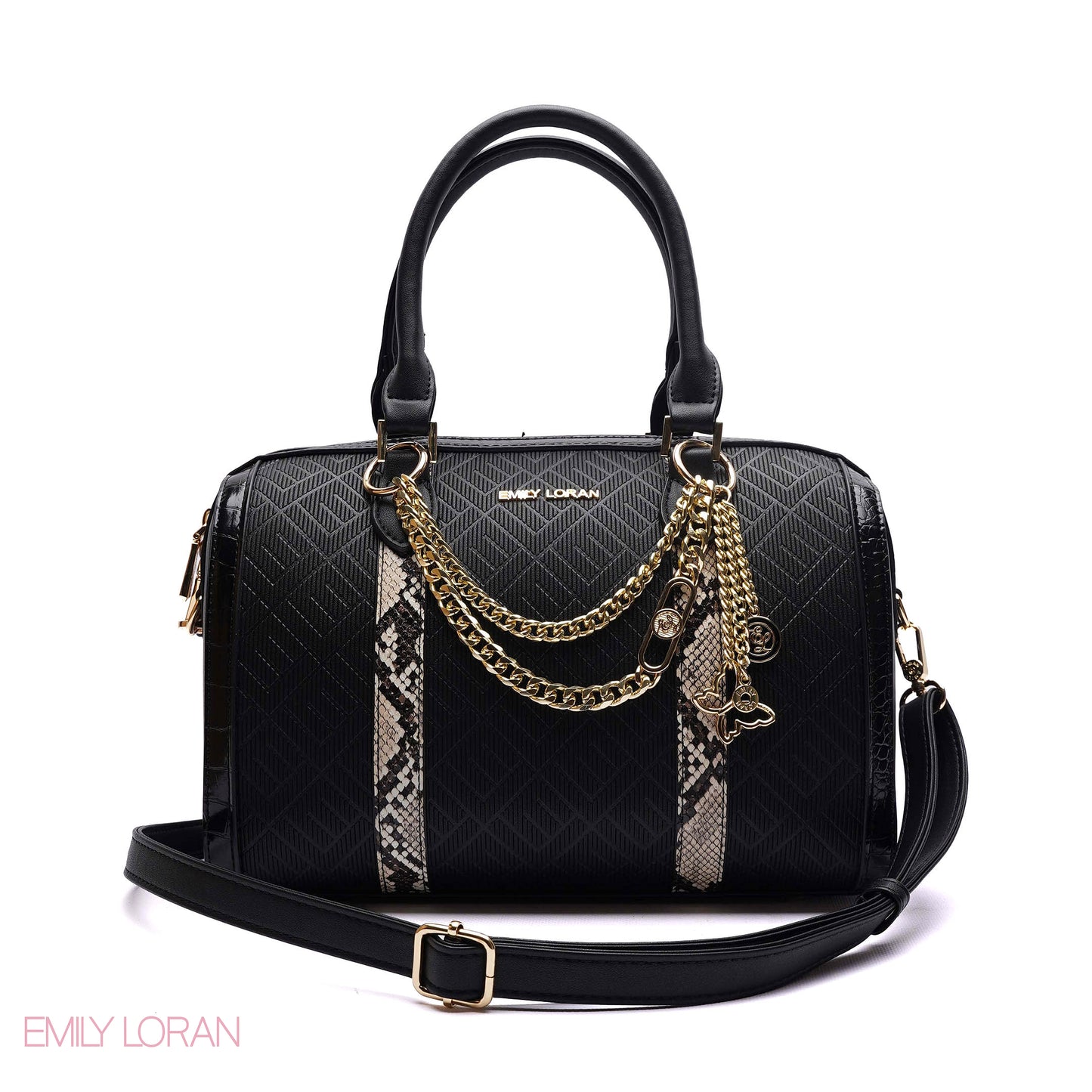 HANDBAG SNAKE PRINT WITH GOLD CHAIN - MEDIUM